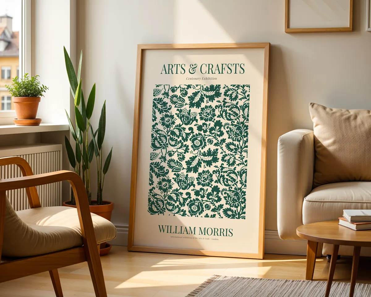 Classic William Morris arts and crafts floral poster with a timeless Victorian repeating pattern in jewel tones and warm earth hues. — photo 2