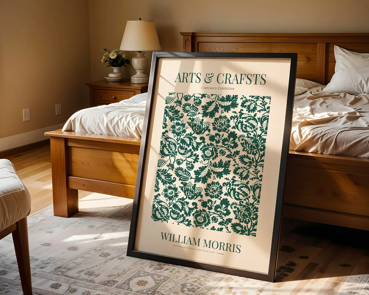 Classic William Morris arts and crafts floral poster with a timeless Victorian repeating pattern in jewel tones and warm earth hues. — photo 4
