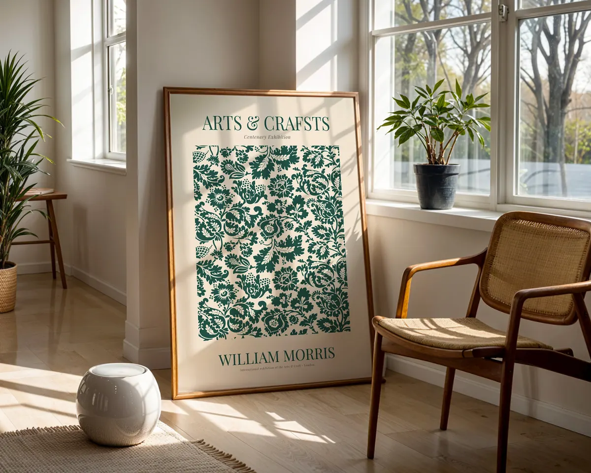 Classic William Morris arts and crafts floral poster with a timeless Victorian repeating pattern in jewel tones and warm earth hues. — photo 5