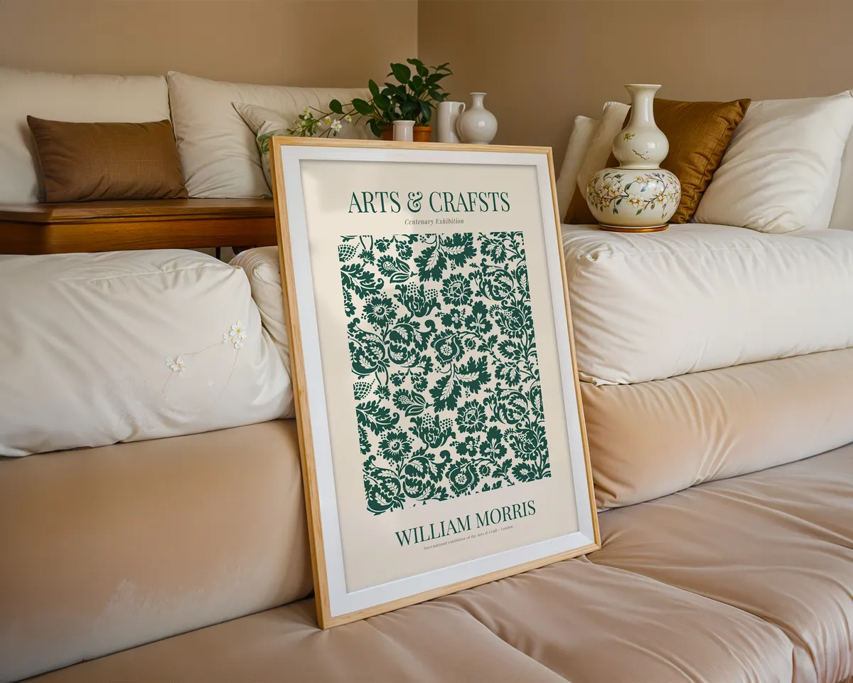Classic William Morris arts and crafts floral poster with a timeless Victorian repeating pattern in jewel tones and warm earth hues. — photo 6