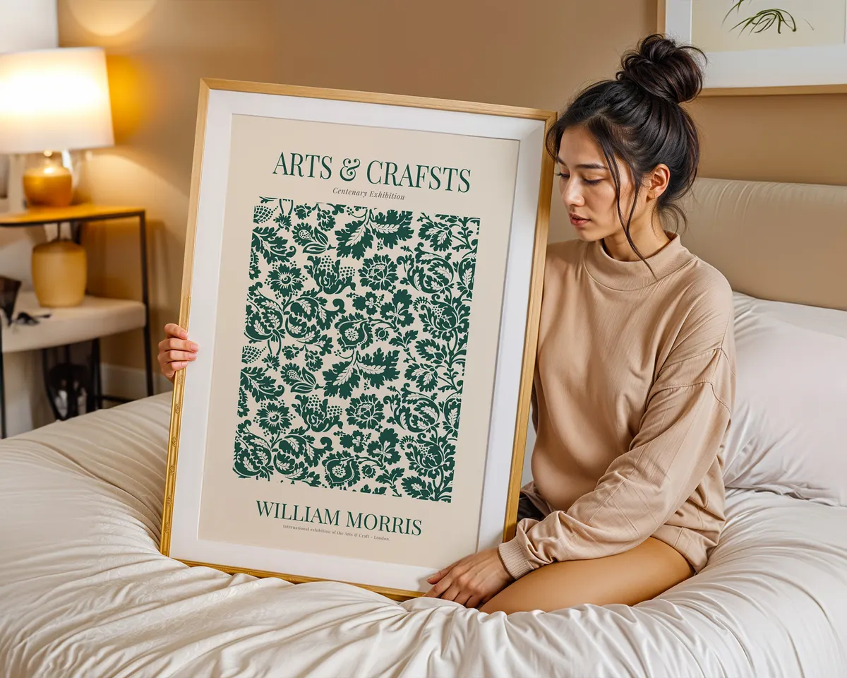 Classic William Morris arts and crafts floral poster with a timeless Victorian repeating pattern in jewel tones and warm earth hues. — photo 7