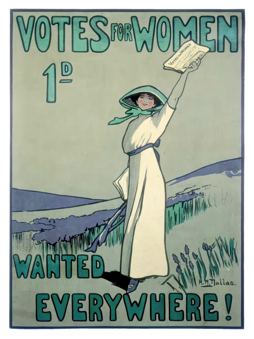 Vintage style Votes for Women suffragette poster with bold typographic protest design in a historical feminist activism aesthetic.