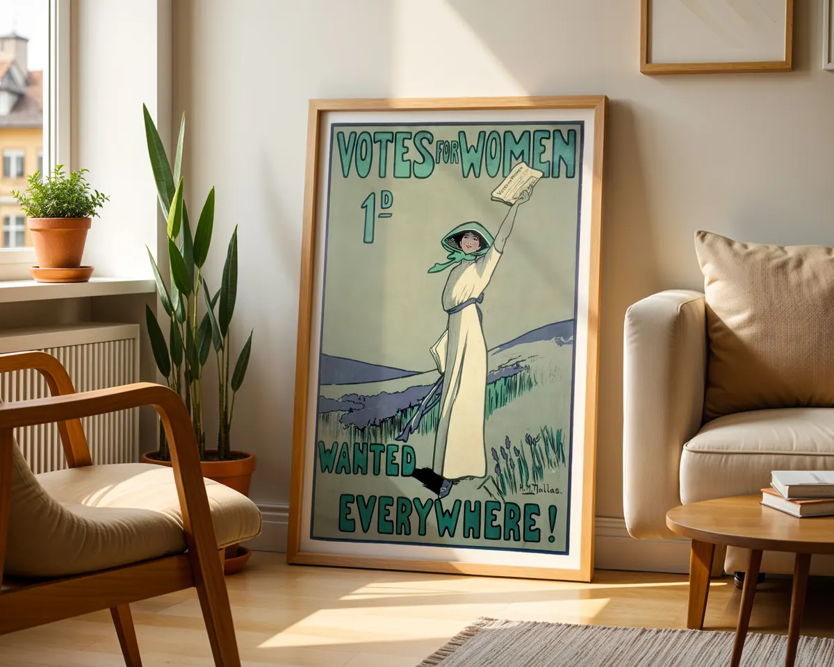 Vintage style Votes for Women suffragette poster with bold typographic protest design in a historical feminist activism aesthetic. — photo 2