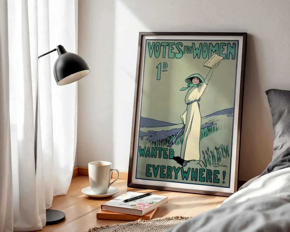 Vintage style Votes for Women suffragette poster with bold typographic protest design in a historical feminist activism aesthetic. — photo 3