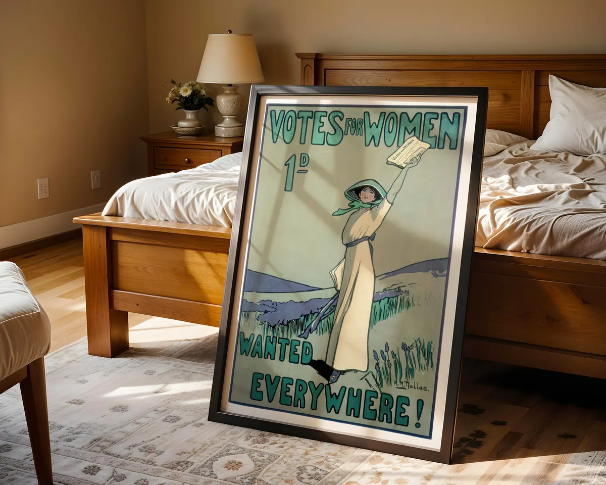 Vintage style Votes for Women suffragette poster with bold typographic protest design in a historical feminist activism aesthetic. — photo 4