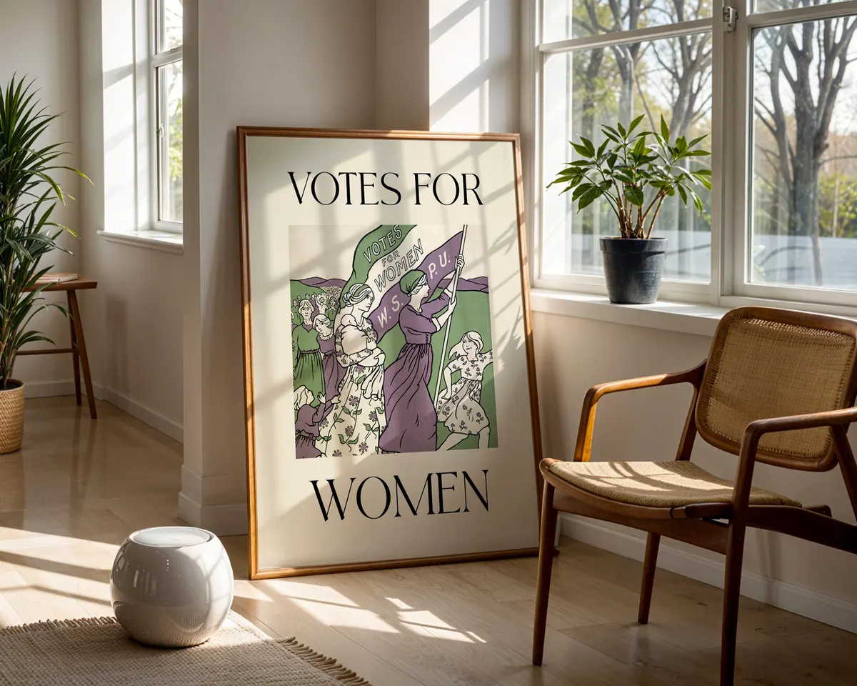 Modern minimalist Votes for Women poster with clean bold typography reinterpreting the classic suffragette protest design. — photo 5