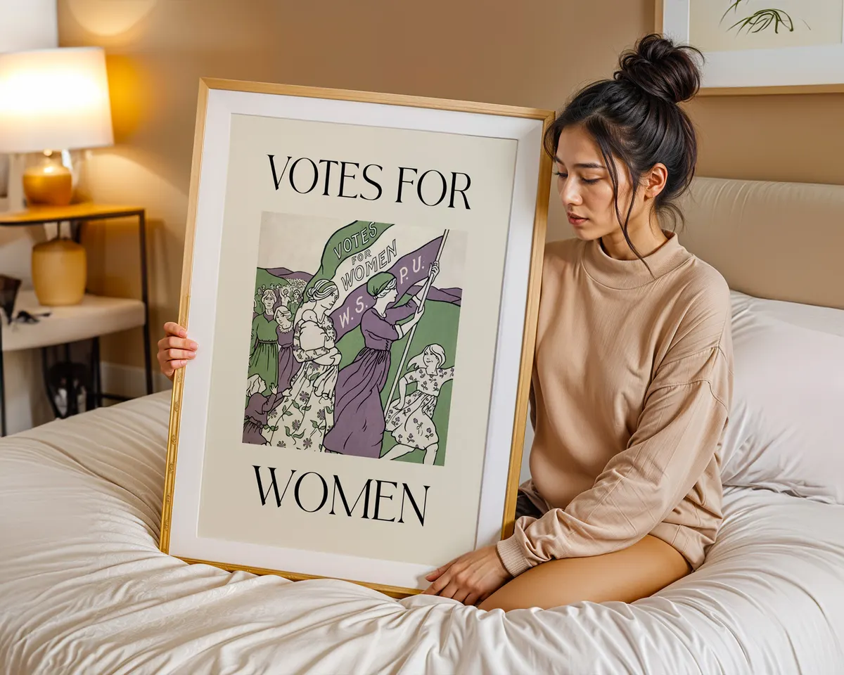 Modern minimalist Votes for Women poster with clean bold typography reinterpreting the classic suffragette protest design. — photo 7