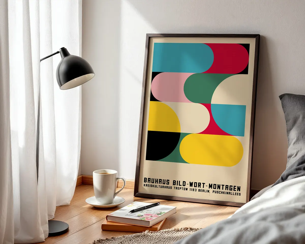 Classic Bauhaus geometric poster with primary colour blocks, clean shapes and modernist typographic elements. — photo 3