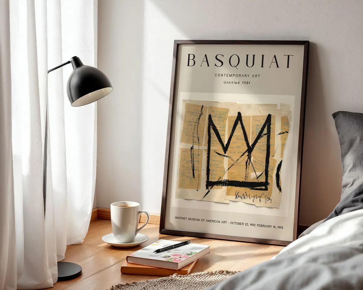 Street art style poster with a bold crown motif in raw expressive neo-expressionist mark-making inspired by 1980s New York graffiti. — photo 3