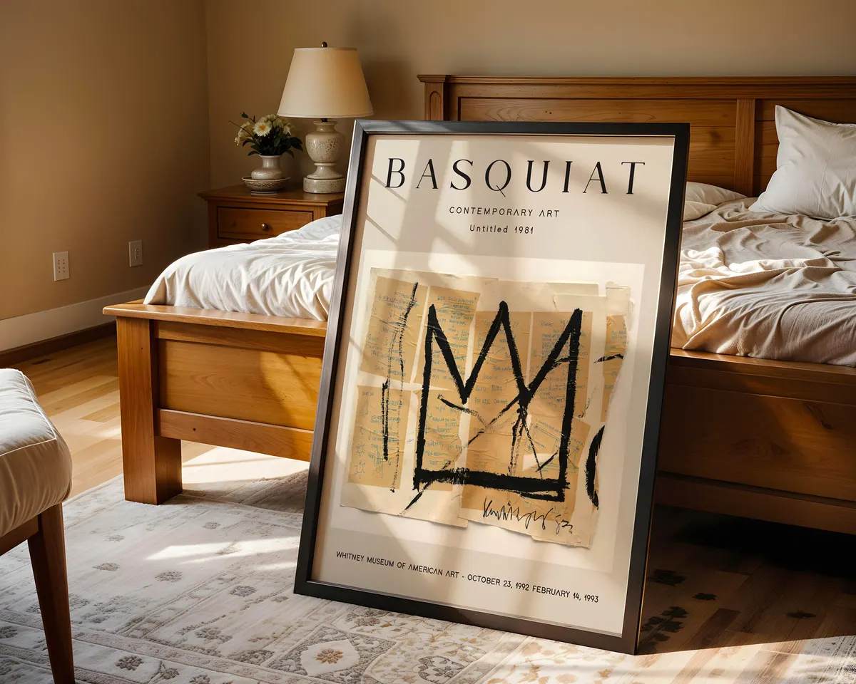 Street art style poster with a bold crown motif in raw expressive neo-expressionist mark-making inspired by 1980s New York graffiti. — photo 4