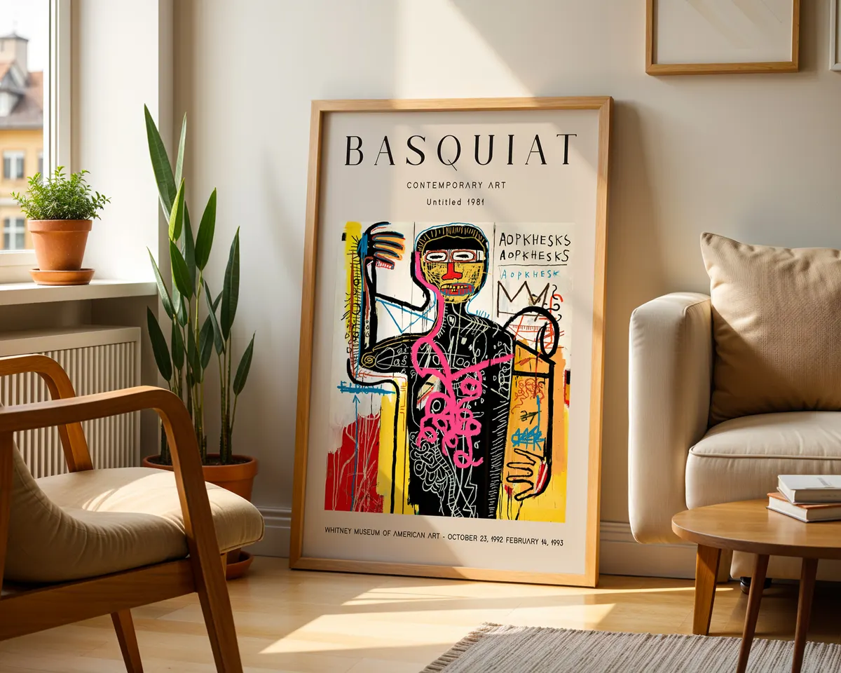 Neo-expressionist street art poster with raw gestural lines and abstract graffiti-influenced composition in bold colours. — photo 2