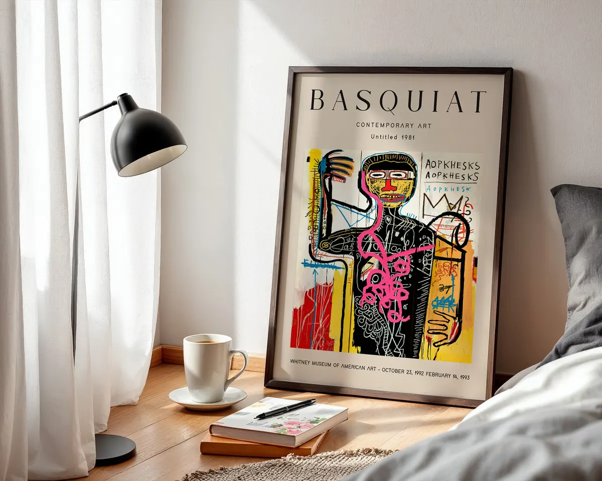 Neo-expressionist street art poster with raw gestural lines and abstract graffiti-influenced composition in bold colours. — photo 3