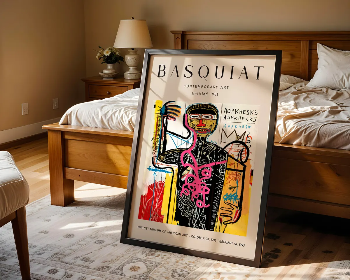 Neo-expressionist street art poster with raw gestural lines and abstract graffiti-influenced composition in bold colours. — photo 4