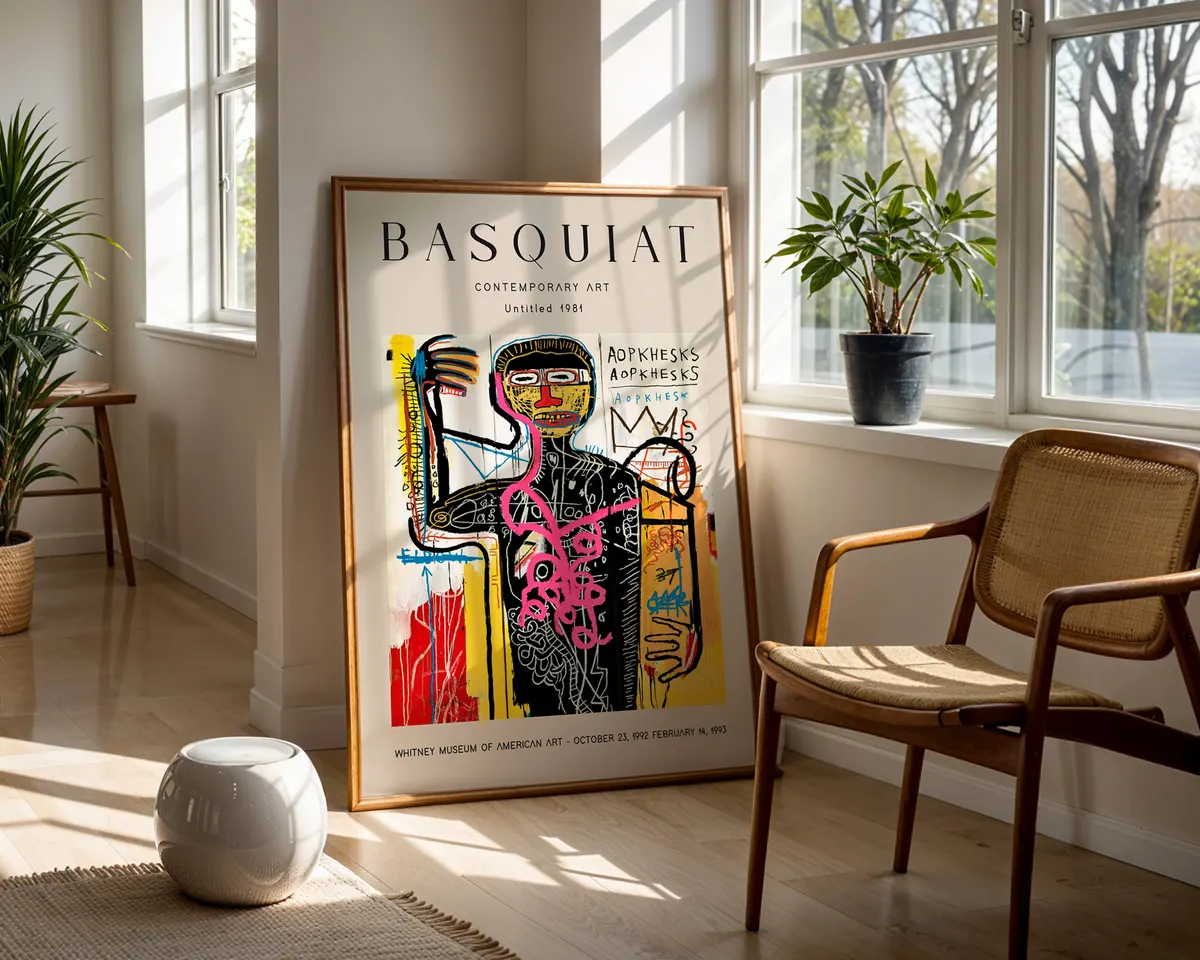 Neo-expressionist street art poster with raw gestural lines and abstract graffiti-influenced composition in bold colours. — photo 5