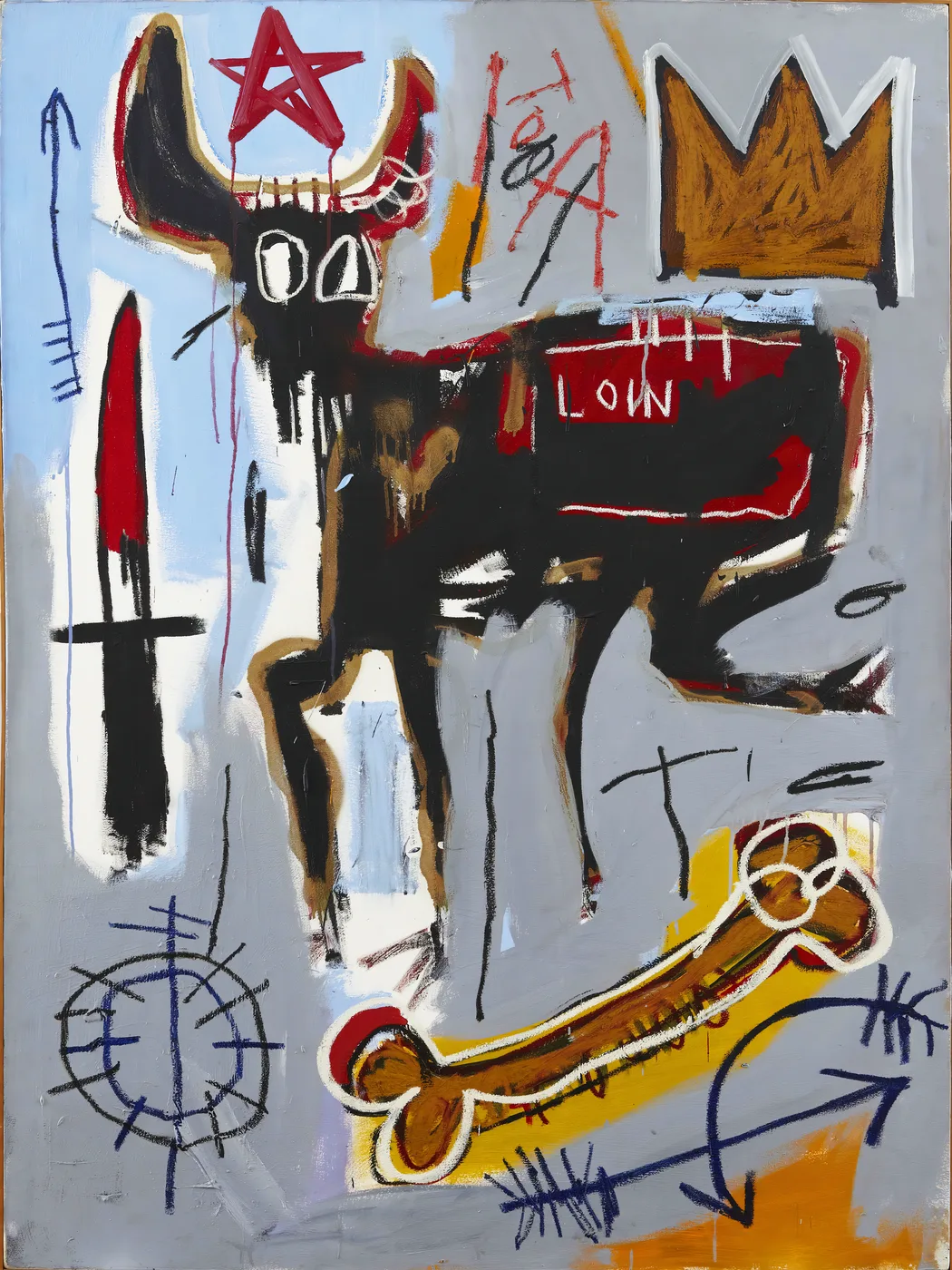 Street art pattern poster with repeating neo-expressionist graffiti motifs and bold gestural mark-making.