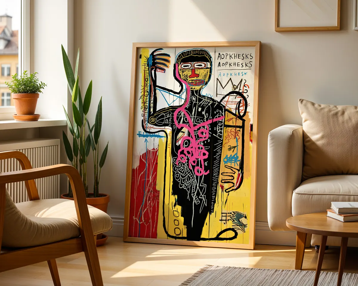 Abstract street art poster with a repeating grid of graffiti-style motifs in bold contrasting colours. — photo 2