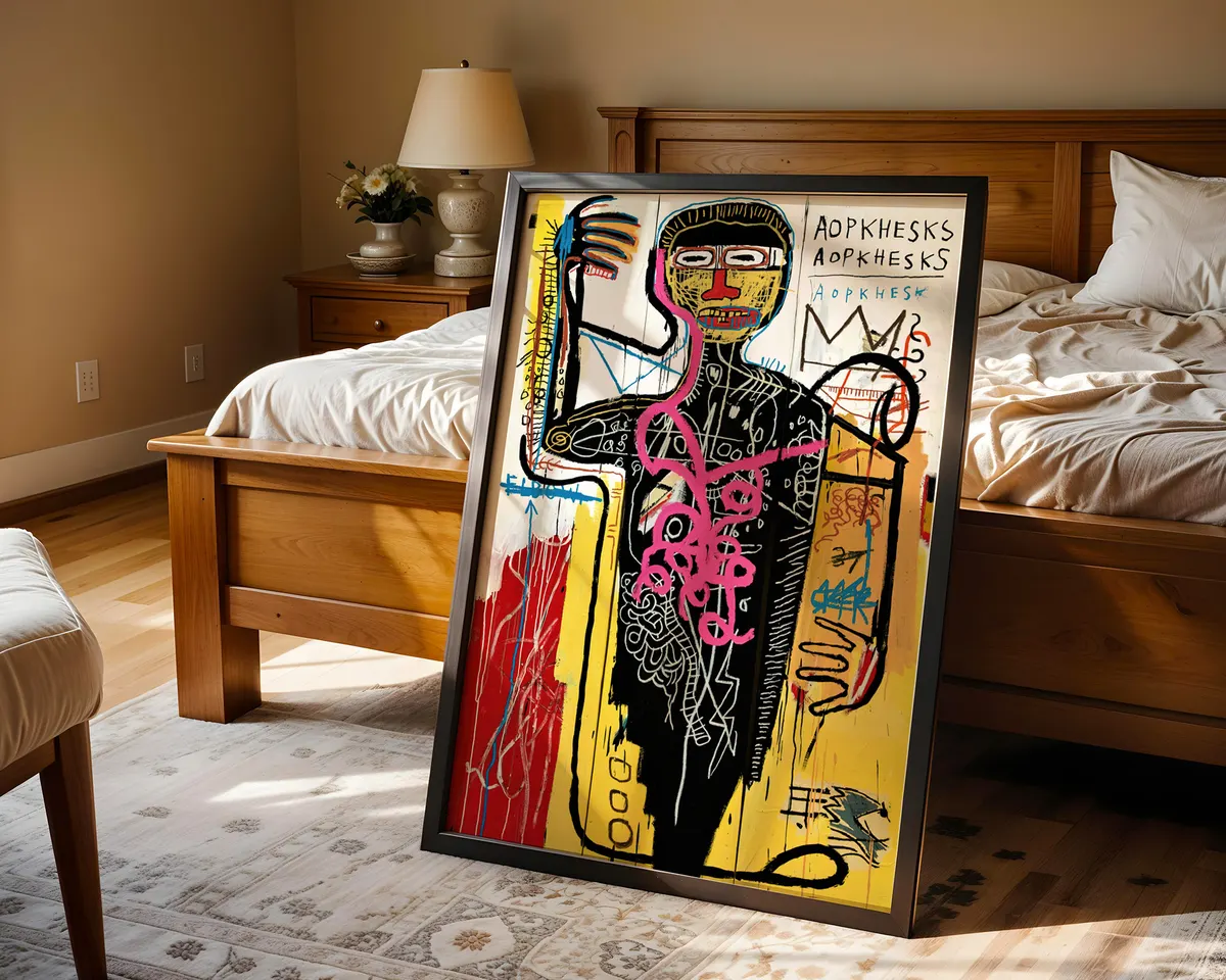 Abstract street art poster with a repeating grid of graffiti-style motifs in bold contrasting colours. — photo 4
