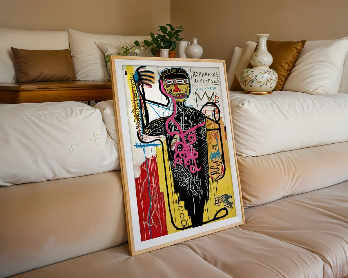 Abstract street art poster with a repeating grid of graffiti-style motifs in bold contrasting colours. — photo 6