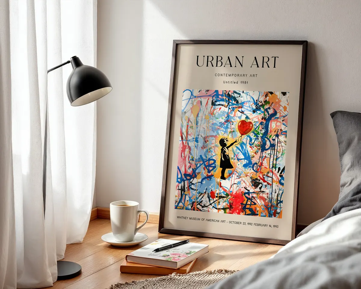Neo-expressionist art poster with deliberate gestural marks and scratches in a controlled chaotic composition. — photo 3