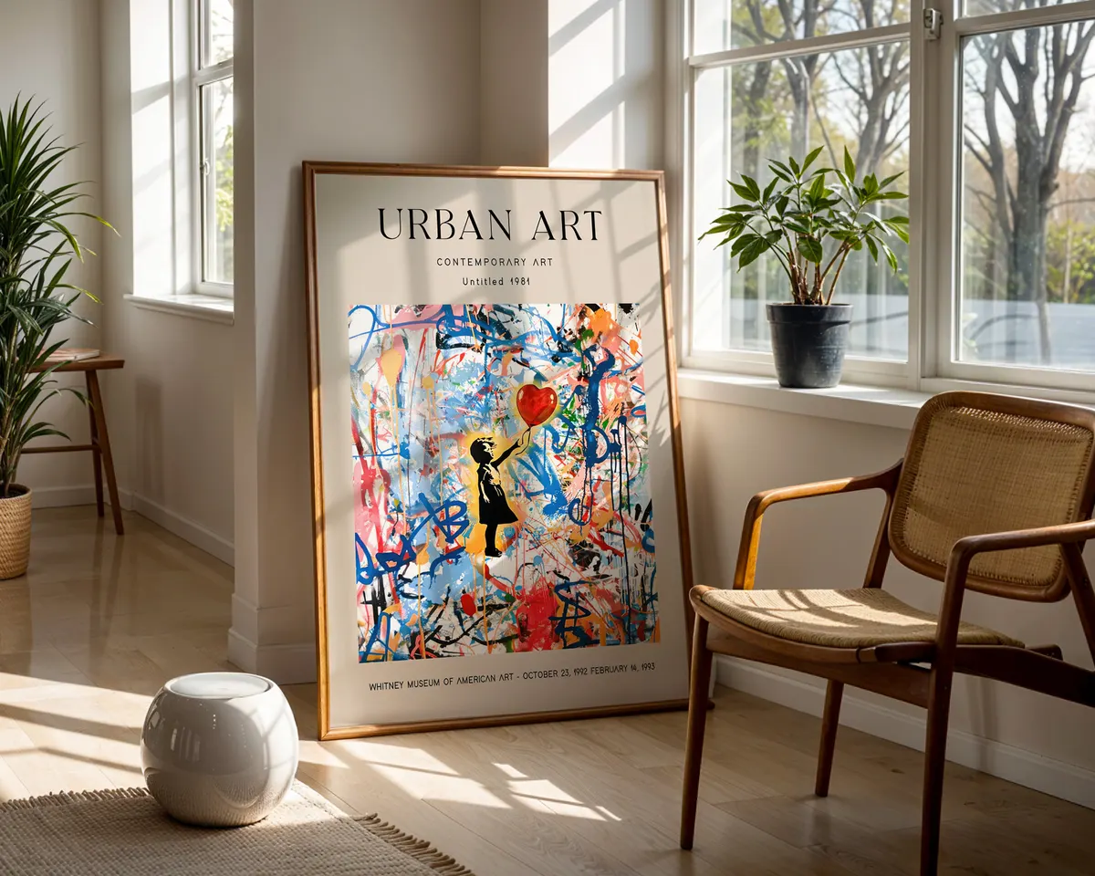 Neo-expressionist art poster with deliberate gestural marks and scratches in a controlled chaotic composition. — photo 5