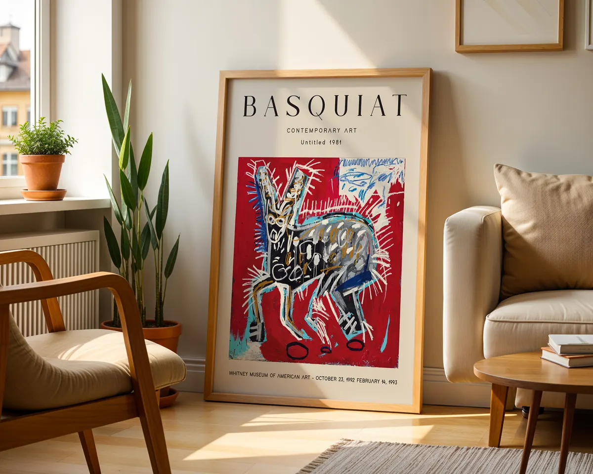 Bold red neo-expressionist street art poster with raw gestural composition in crimson and warm red tones. — photo 2