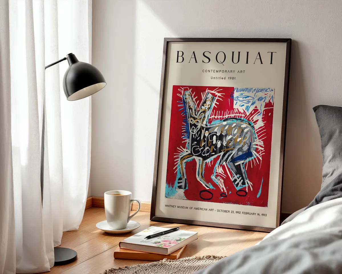 Bold red neo-expressionist street art poster with raw gestural composition in crimson and warm red tones. — photo 3