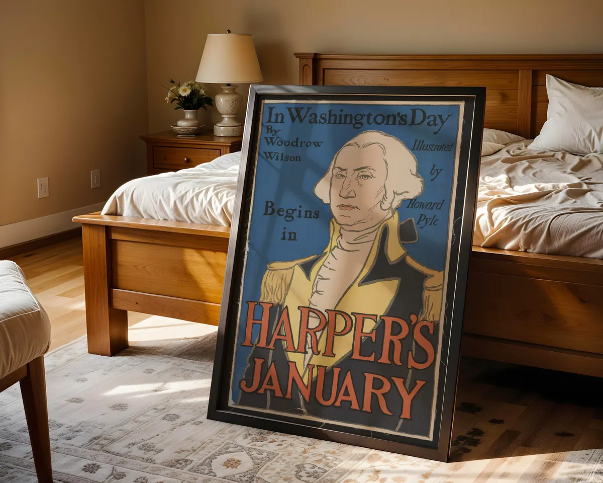Vintage 1896 American illustration poster depicting the Washington era in warm decorative magazine art style. — photo 4