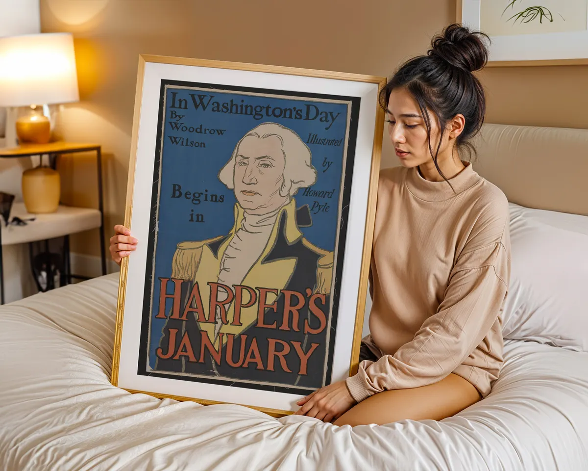 Vintage 1896 American illustration poster depicting the Washington era in warm decorative magazine art style. — photo 7