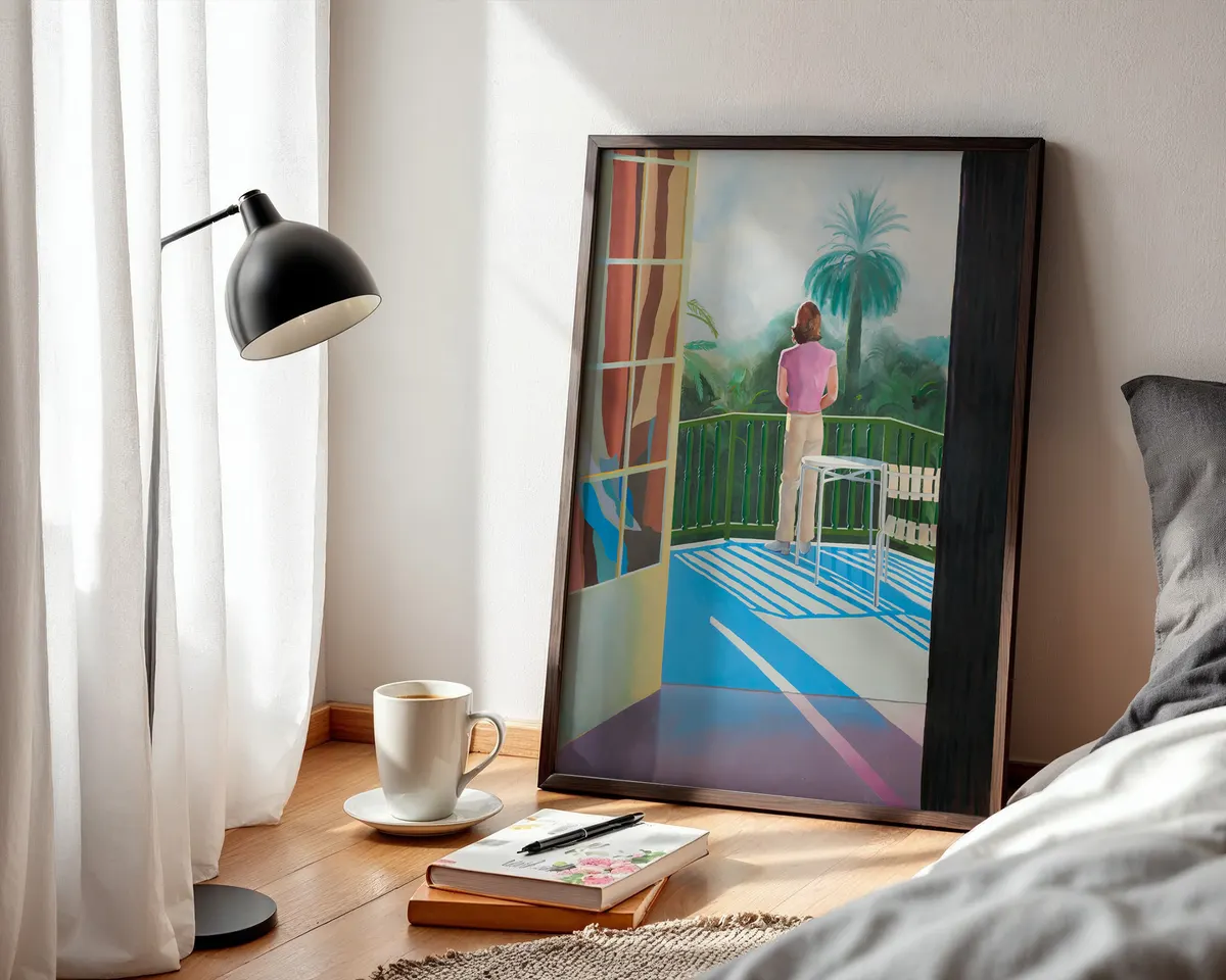 Contemporary colour block art print of a view through a window frame in warm vivid California-inspired tones. — photo 3