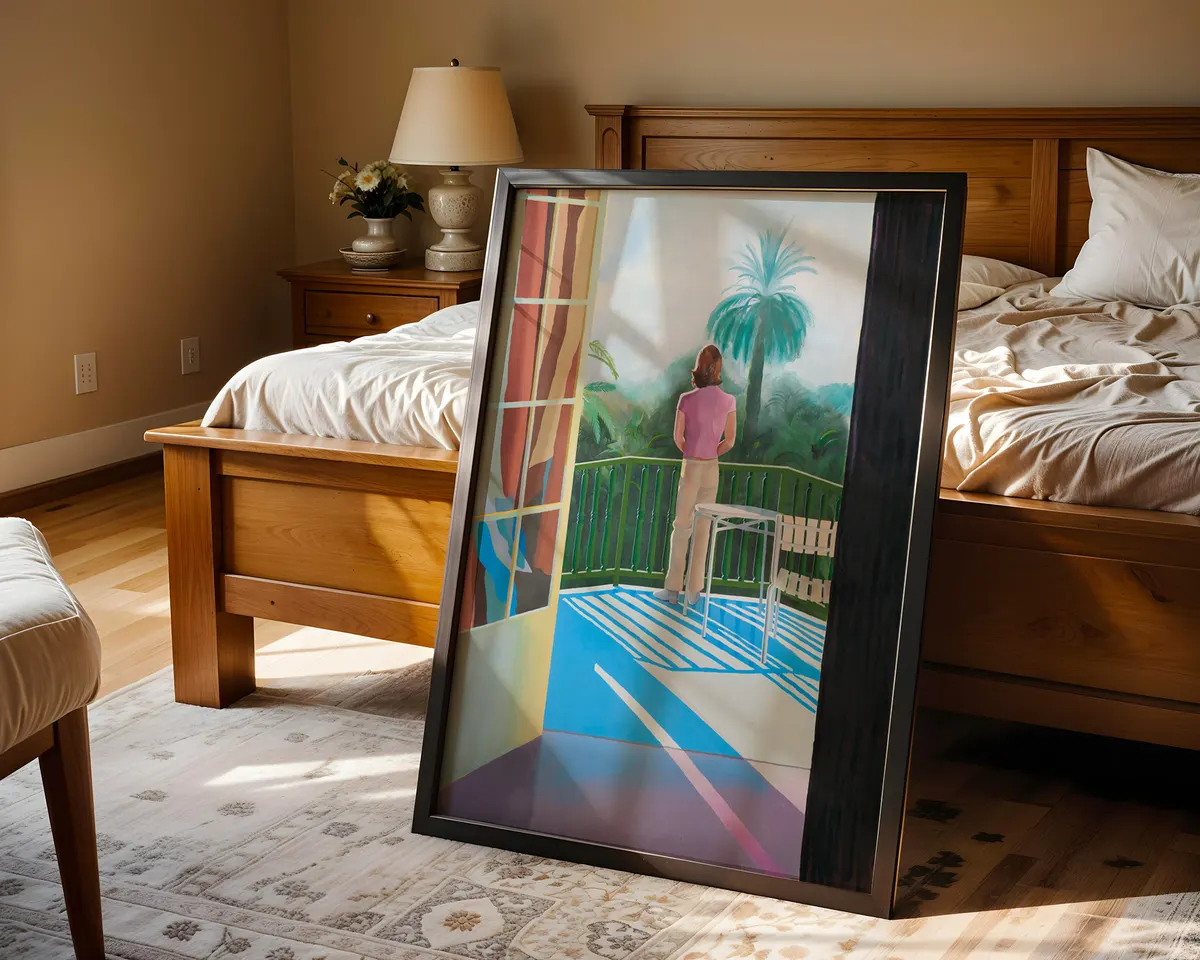 Contemporary colour block art print of a view through a window frame in warm vivid California-inspired tones. — photo 4