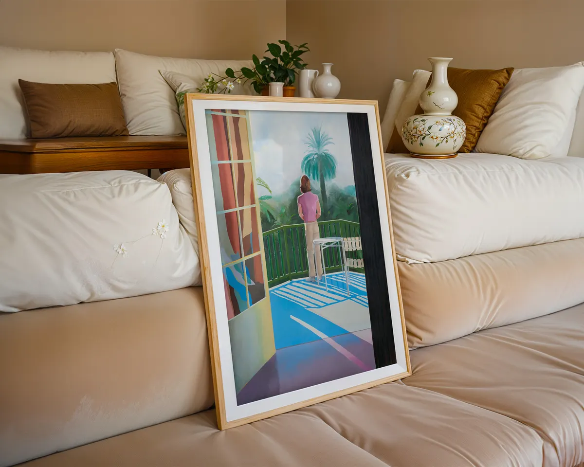 Contemporary colour block art print of a view through a window frame in warm vivid California-inspired tones. — photo 6