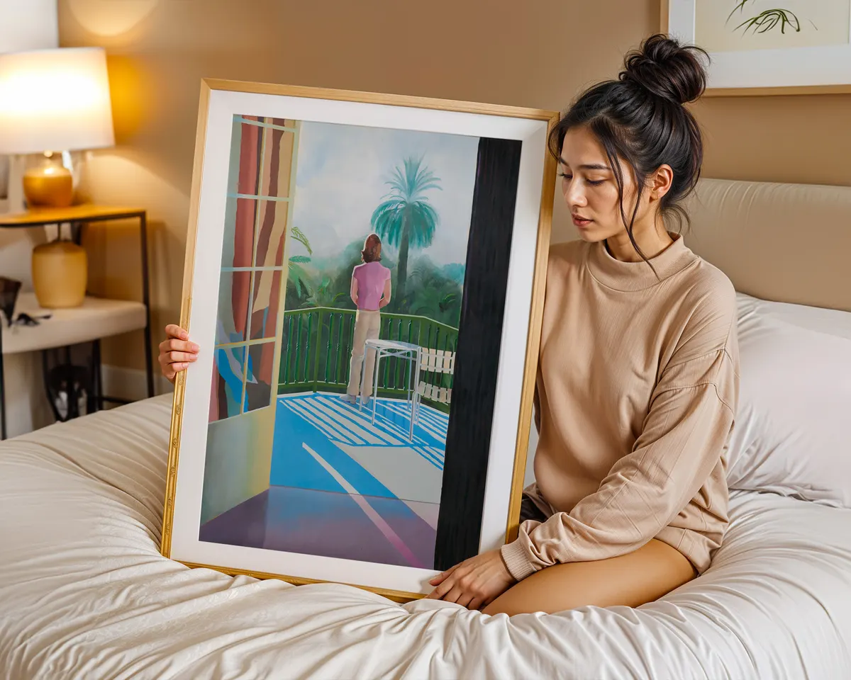 Contemporary colour block art print of a view through a window frame in warm vivid California-inspired tones. — photo 7