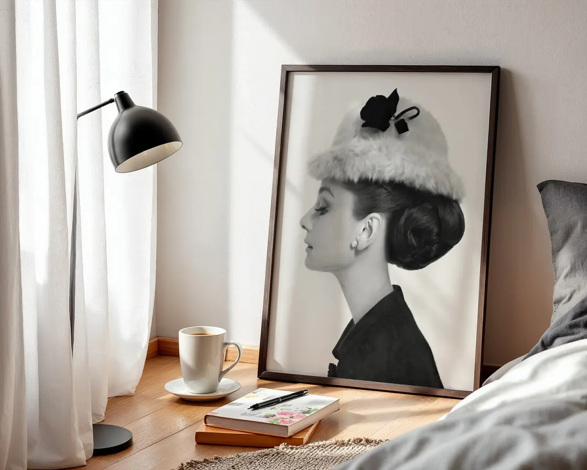 Vintage style portrait poster of an elegant classic Hollywood woman in a refined understated glamour aesthetic. — photo 3