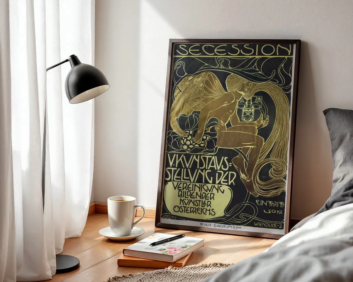 Art nouveau exhibition poster with sweeping ornamental botanical motifs in rich jewel tones. — photo 3