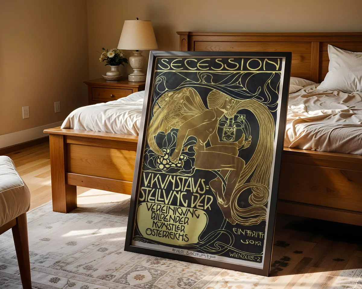Art nouveau exhibition poster with sweeping ornamental botanical motifs in rich jewel tones. — photo 4