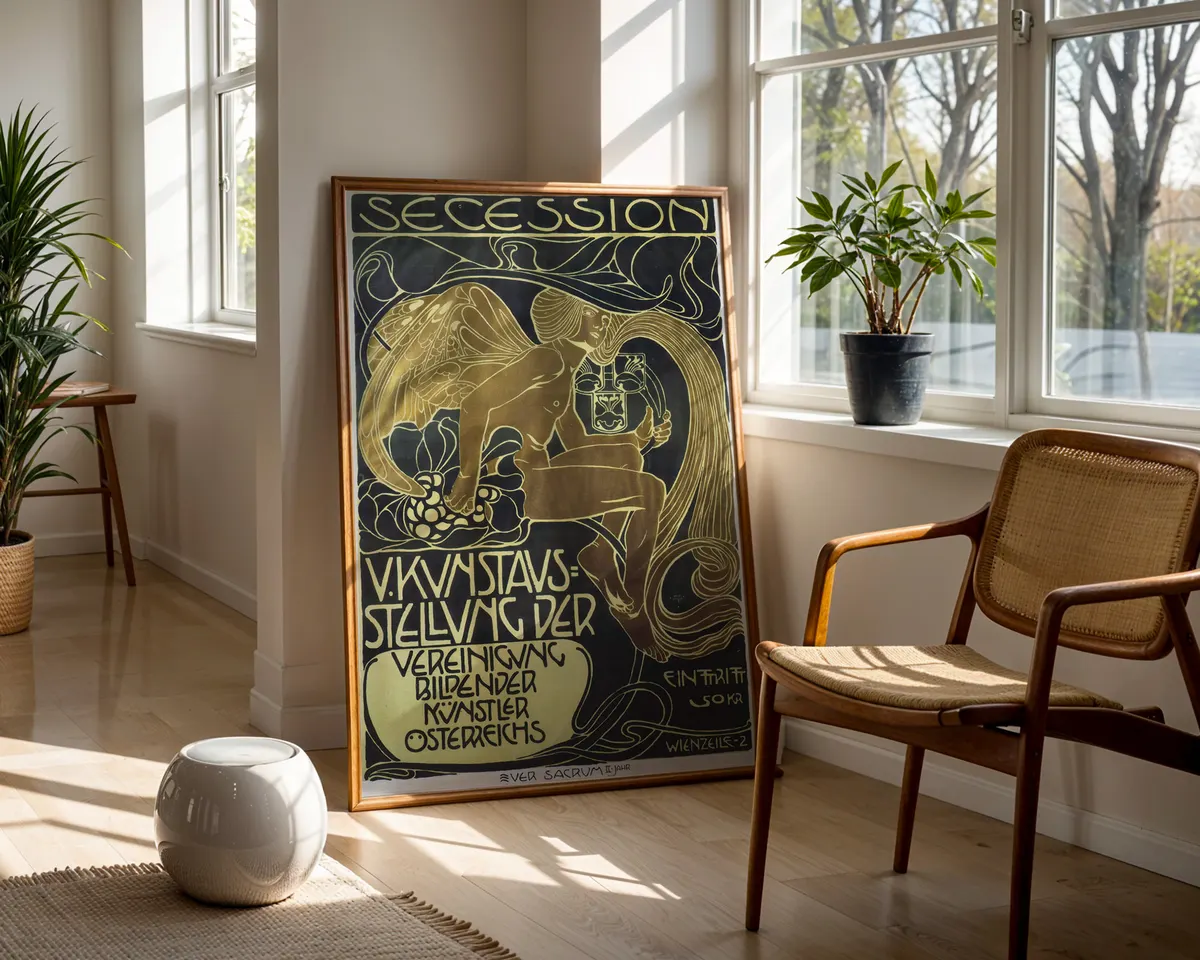 Art nouveau exhibition poster with sweeping ornamental botanical motifs in rich jewel tones. — photo 5