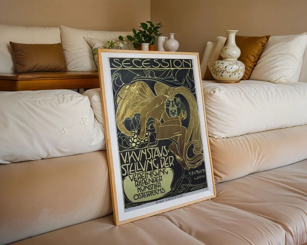 Art nouveau exhibition poster with sweeping ornamental botanical motifs in rich jewel tones. — photo 6
