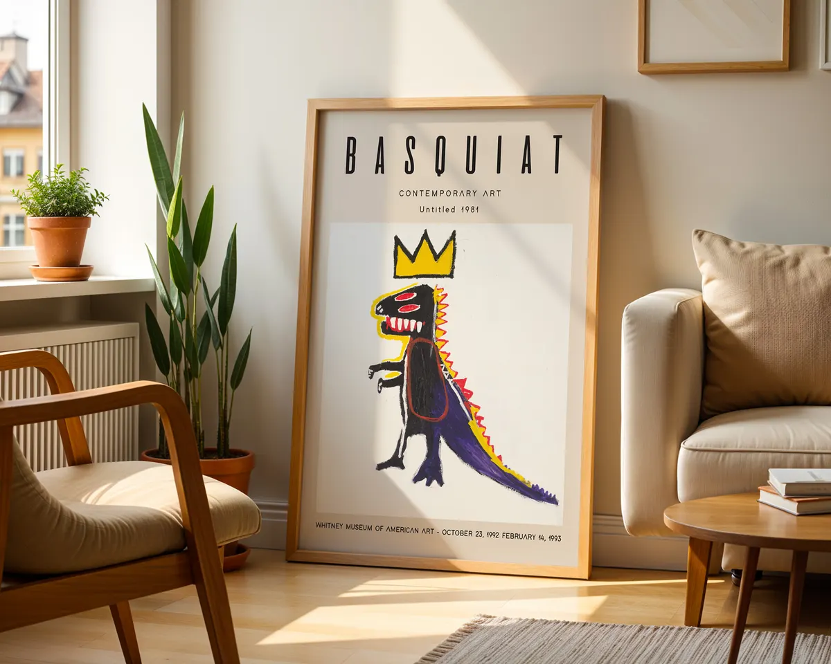 Natural history museum style dinosaur exhibition poster with a dramatic fossil illustration and exhibition typography in warm earth tones. — photo 2
