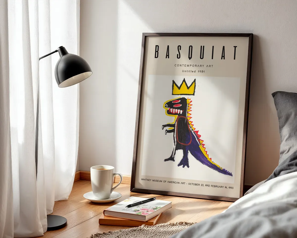 Natural history museum style dinosaur exhibition poster with a dramatic fossil illustration and exhibition typography in warm earth tones. — photo 3