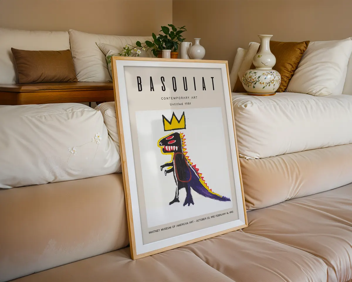 Natural history museum style dinosaur exhibition poster with a dramatic fossil illustration and exhibition typography in warm earth tones. — photo 6