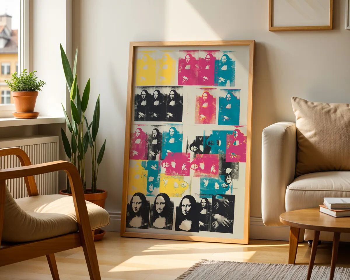 Art print of the Mona Lisa by Leonardo da Vinci with warm amber tones and classic Renaissance composition. — photo 2