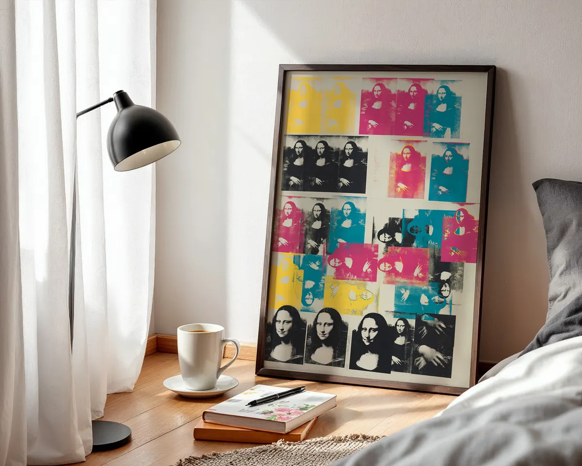 Art print of the Mona Lisa by Leonardo da Vinci with warm amber tones and classic Renaissance composition. — photo 3