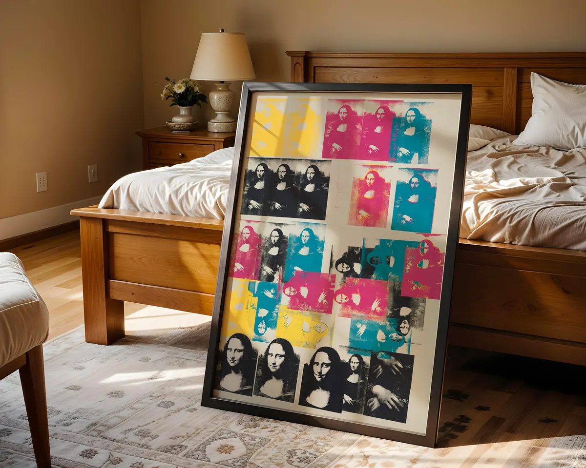 Art print of the Mona Lisa by Leonardo da Vinci with warm amber tones and classic Renaissance composition. — photo 4