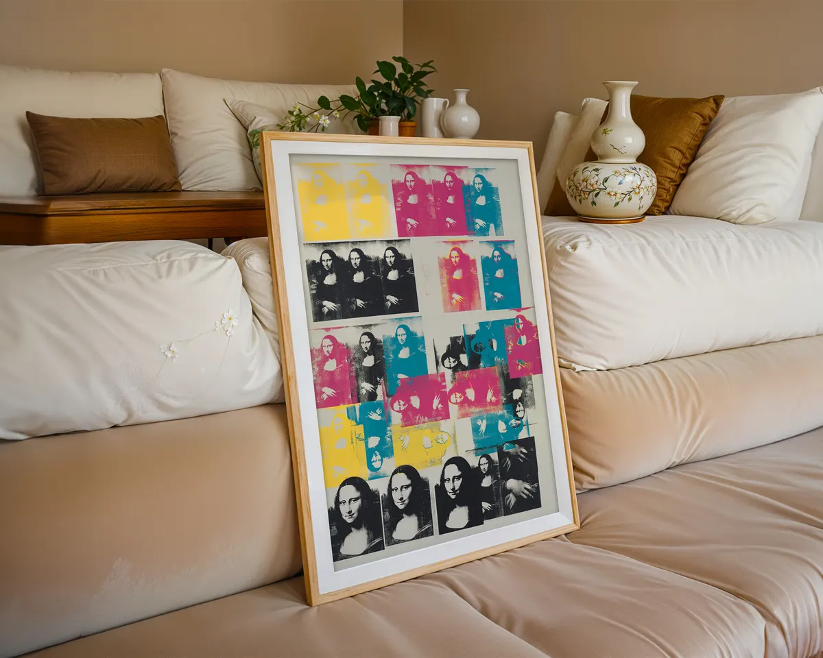 Art print of the Mona Lisa by Leonardo da Vinci with warm amber tones and classic Renaissance composition. — photo 6