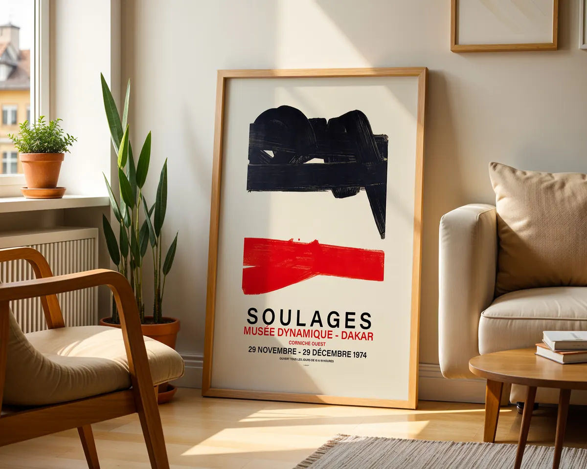 Dark abstract art poster with deep layered black gestural composition and subtle light reflections. — photo 2