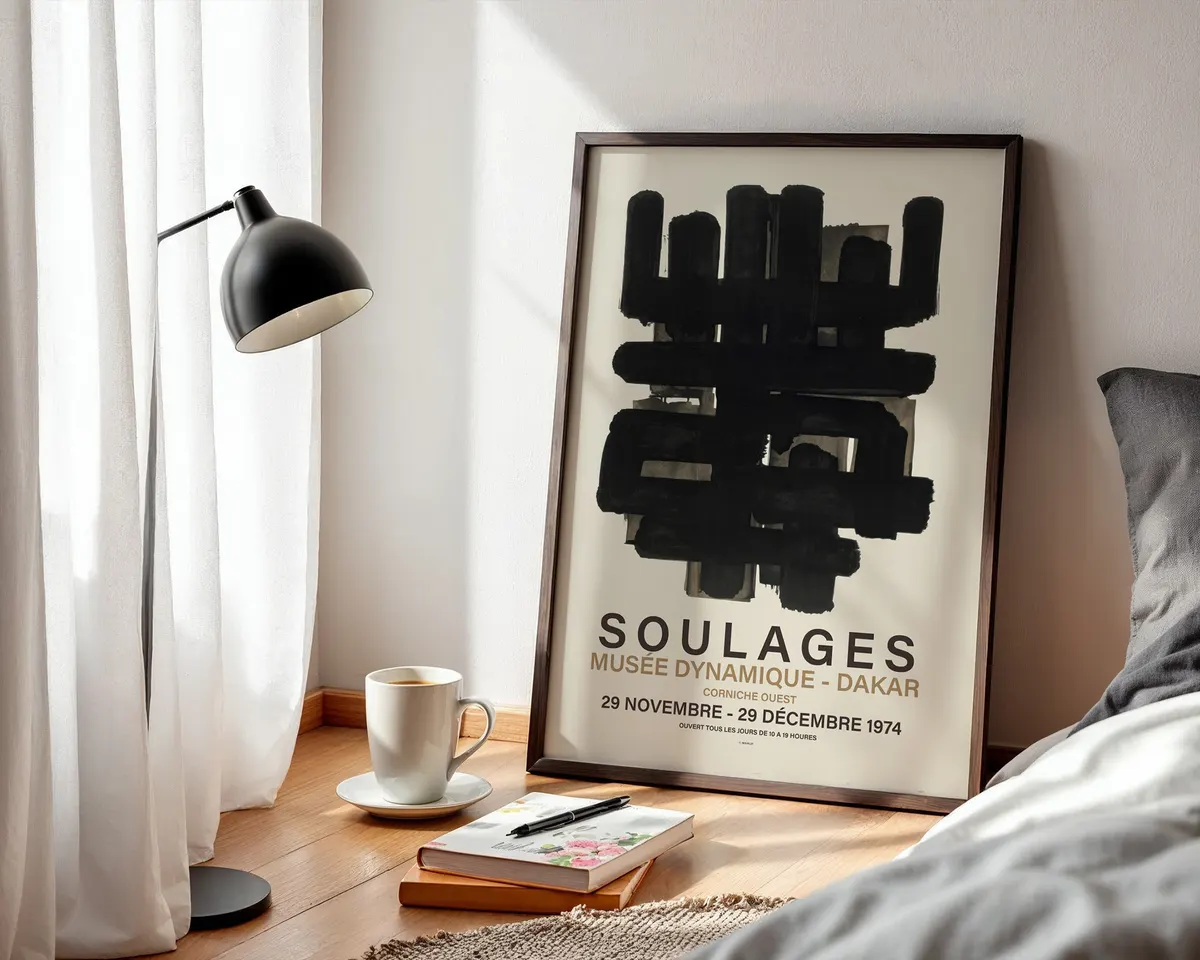 Large format black abstract exhibition poster with a commanding dark gestural composition. — photo 3