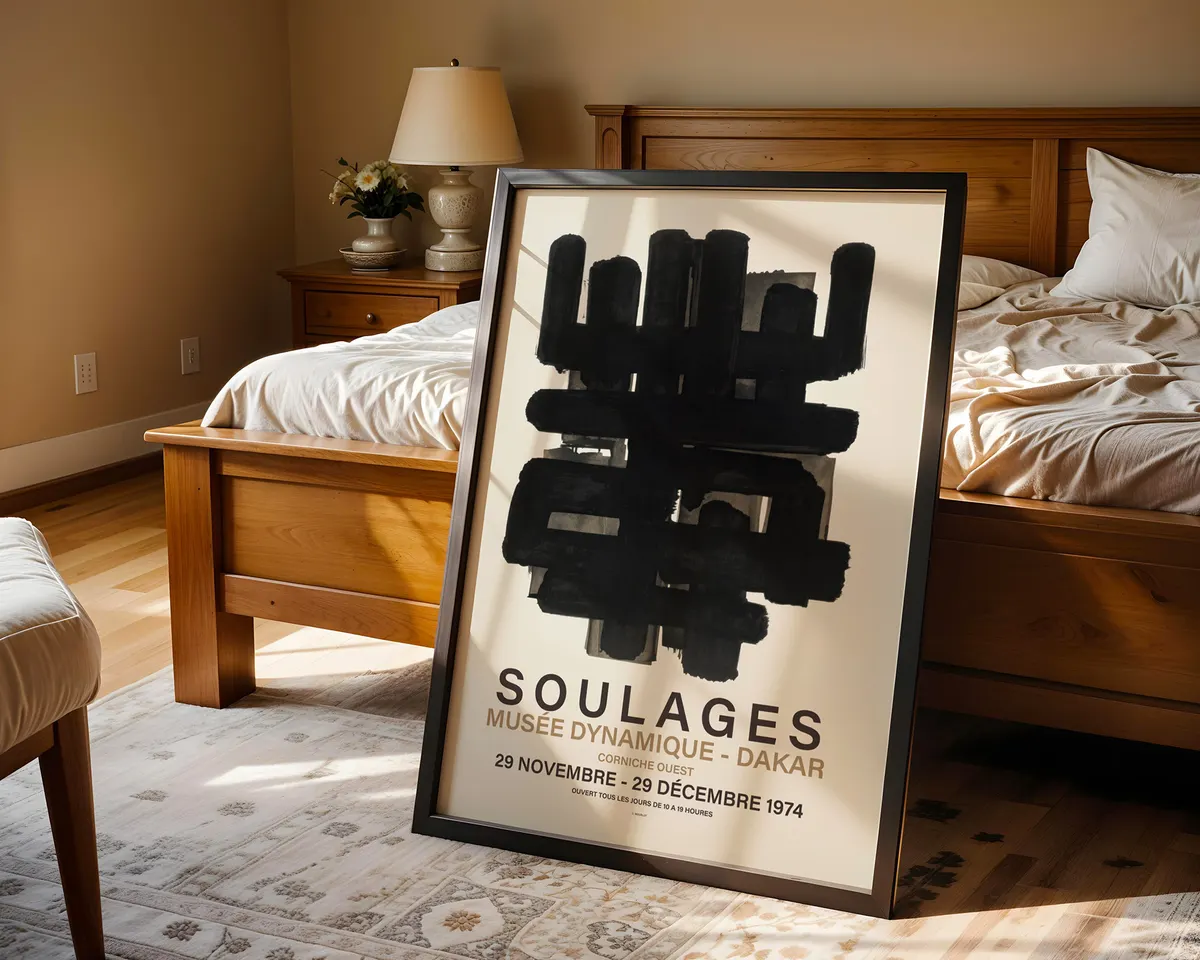 Large format black abstract exhibition poster with a commanding dark gestural composition. — photo 4