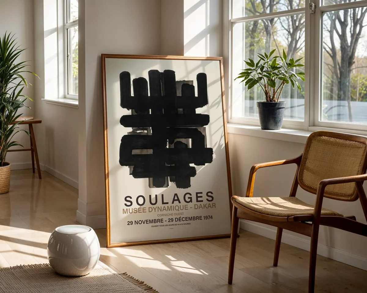 Large format black abstract exhibition poster with a commanding dark gestural composition. — photo 5