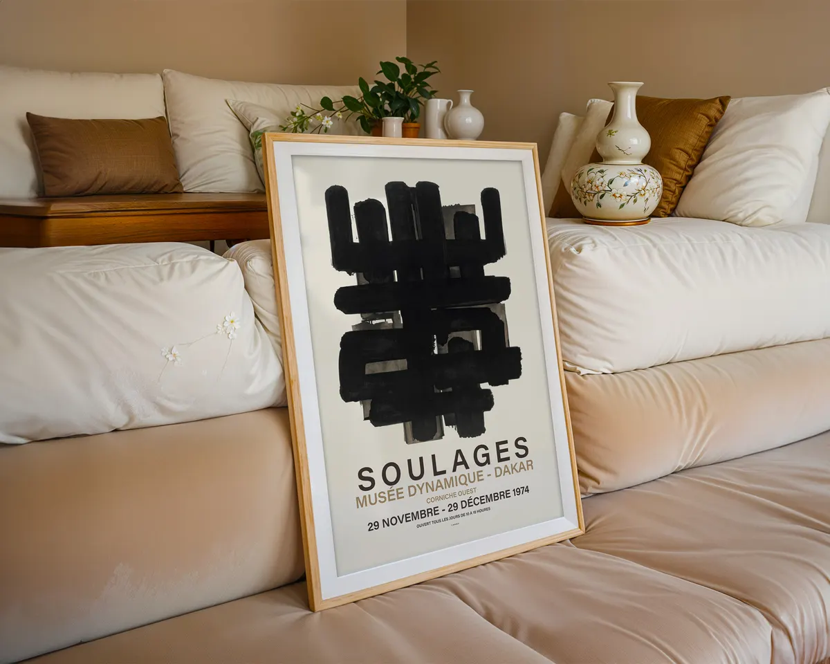 Large format black abstract exhibition poster with a commanding dark gestural composition. — photo 6