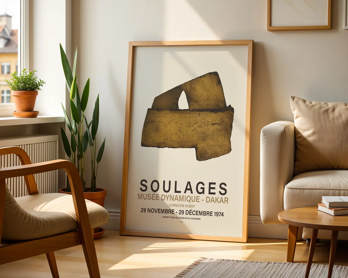 Warm brown abstract art poster with earthy ochre and deep umber gestural strokes. — photo 2